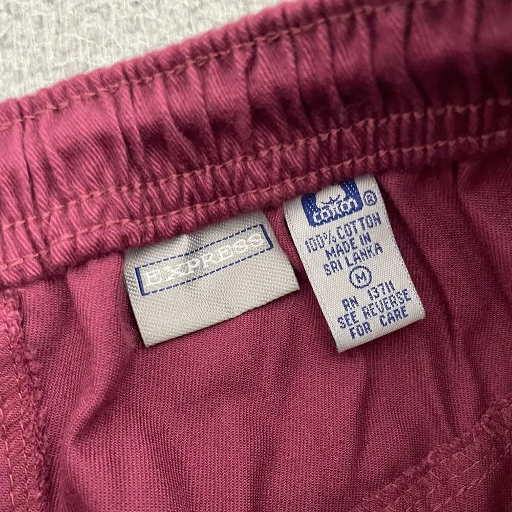 Vintage Express Chino Shorts Men‎ M Burgundy 90s Skater Drawstring NWT